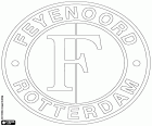 Schild van Feyenoord, voetbalclub met hoofdvestiging in Rotterdam, de stad met meer inwoners van de provincie Zuid-Holland, in het westen van Nederland