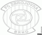 Schild van FC Zbrojovka Brno, voetbalclub met hoofdkantoor in Brno, de tweede grootste stad van het land, in de historische regio van Moravië, in het zuidoosten van de Tsjechische Republiek