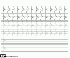 Afdrukbare blad over kalligrafie van oefening met de lettergreep FE, de kleine letters F en E