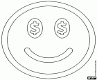 Smiley met het tekenen van de dollar in de ogen, de vertegenwoordiging van de liefde van geld