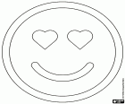 De emoticon van een Smiley dat liefde, bewondering, aanbidding of dankbaarheid betekent. De lachende gezicht met hart-vormige ogen