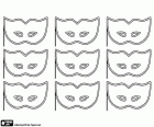 Set van negen maskers, maskers voor Carnaval om te versieren