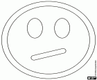 De emoticon van het gezicht met gedraaide mond. Smiley is chagrijnig of boos