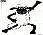 Puzzel van de schap Shaun op één van de stappen van de dans