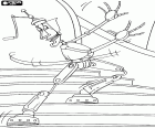 Een leuke robot in problemen lopend onderaan de trap, een personage uit de animatiefilm Robots