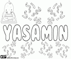 Yasamin, vrouwelijke naam van Perzische afkomst, variant van de Yasamen en Yasamine, onder anderen. De oorsprong en de betekenis van deze naam is de bloem van jasmijn
