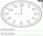 9:00-21:00, in dit horloge kunnen we zien dat nu is het negen uur in de ochtend of in de avond