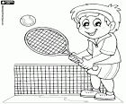 De individuele sporten zoals tennis zijn ook interessant voor de kinderen. In deze kleurplaat zien we een kind met de tennisracket naast het net op de tennisbaan