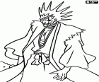 Kenpachi Zaraki, een personage uit Bleach, een krachtige en imposante Shinigami, een ziel die tegen de Hollows in de echte wereld vecht