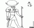 De machtige god Ra is de oorsprong van het leven in de Egyptische mythologie. De vertegenwoordiging van Ra is een man met een hoofd van de Havik gekroond door de zonneschijf