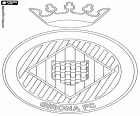 Embleem van de Girona FC. Een voetbalclub opgericht in 1930 in de stad Girona. Het seizoen van 2017-2018 zal spelen voor de eerste keer in haar geschiedenis in de Spaanse eerste klasse, La Liga, na het behalen van de tweede positie in de Liga 123 van het seizoen 2016-2017