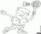Een badminton-speler op het moment van uitvoeren van een smash