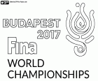Het logo van de Wereldkampioenschappen zwemsporten Boedapest 2017. De FINA wereldkampioenschappen gehouden in Boedapest, Hongarije, van 14 tot 30 juli 2017