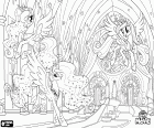 Prinses Celestia, prinses Luna en prinses Candance. De Koninklijke eenhoorns prinsessen van Equestria binnen de Koninklijke troon kamer, in het kasteel van Canterlot