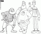 Drie generaties van de familie van de Kerstman, de verouderde grootvader, de huidige Santa Claus en de jonge Arthur Christmas