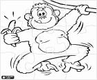 Puzzel met een chimpansee opknoping van een liaan met een banaan in zijn hand