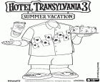 Frank is gelukkig tijdens zijn vakantie met zijn shirt geïnspireerd in Poker, een scène uit de nieuwe film Hotel Transylvania 3, zomervakantie