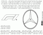 Vijfde opeenvolgende wereldkampioenschap titel van Formule 1 constructeurs FIA 2018. Mercedes is de enige kampioen van 2014