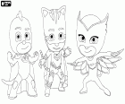 Gekko, Catboy en Owlette zijn de drie leden van het team van superhelden van PJ Masks