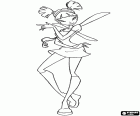 Een artistieke pose van de fee Musa in de avonturen van Winx Club