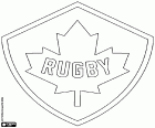 Logo van het nationale rugby team van Canada. Ze hebben de bijnamen van Canucks en Les Rouges