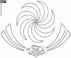 Logo van het Georgische nationale rugbyteam, bekend als de Lelos en Borjgalosnebi, wat de mannen van Borjgali betekent. De borjgali is het Georgische symbool van de zon en het officiële symbool van Georgië