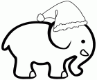Een elegante olifant met een grote hoed van de Kerstman