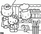 Hello Kitty is samen met haar moeder brood gaan kopen in de bakkerij