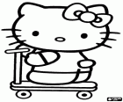 Hello Kitty speelt met haar step