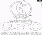 Het logo van het UEFA Europees kampioenschap voetbal vrouwen 2025, het UEFA Euro Vrouen 2025, dat van 2 tot en met 27 juli 2025 in Zwitserland wordt gehouden.