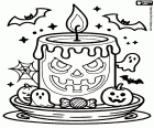 Een Halloweenkaars kleurplaat