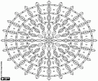 Eenvoudige mandala, cirkels en bladeren kleurplaat