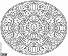 Herfstfiguratieve mandala kleurplaat