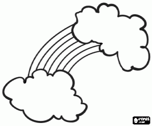 Regenboog tussen twee wolken kleurplaat