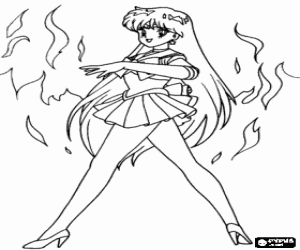 Rei Hino is Sailor Mars kleurplaat