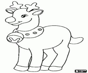 Rendieren van de kerstman met belletje kleurplaat