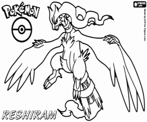 Reshiram, een zwarte pokémon kleurplaat