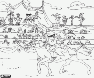 Ridder in een middeleeuwse toernooi kleurplaat