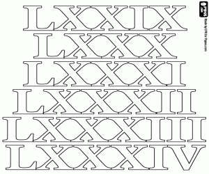 Romeinse cijfers van 79 tot 84 kleurplaat