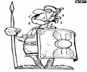 Romeinse soldaat bang voor de Galliërs kleurplaat