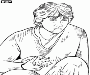 Ron met de rat in hand kleurplaat