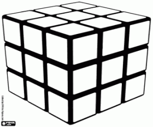 Rubiks kubus. Kubus van zes kleuren kleurplaat