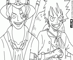 Sabo en Luffy, halfbroers kleurplaat