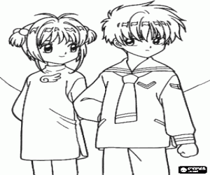 Sakura en Syaoran Li kleurplaat