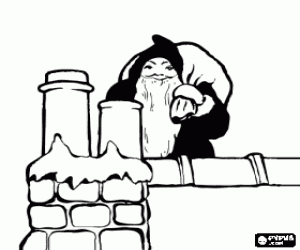 Santa Claus op het dak kleurplaat