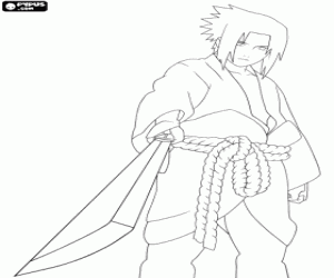 Sasuke Uchiha, een ninja van Naruto kleurplaat