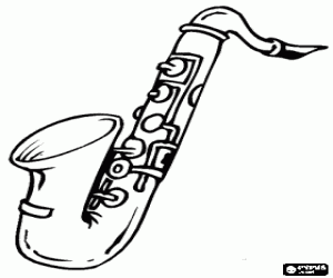 Een saxofoon, een blaasinstrument kleurplaat