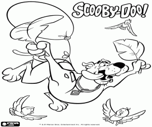 Scooby Doo tussen de vogels kleurplaat