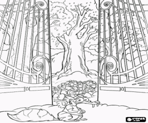 Scrat en de eikels kleurplaat