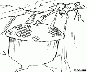 Scrat en een enorme eikel kleurplaat